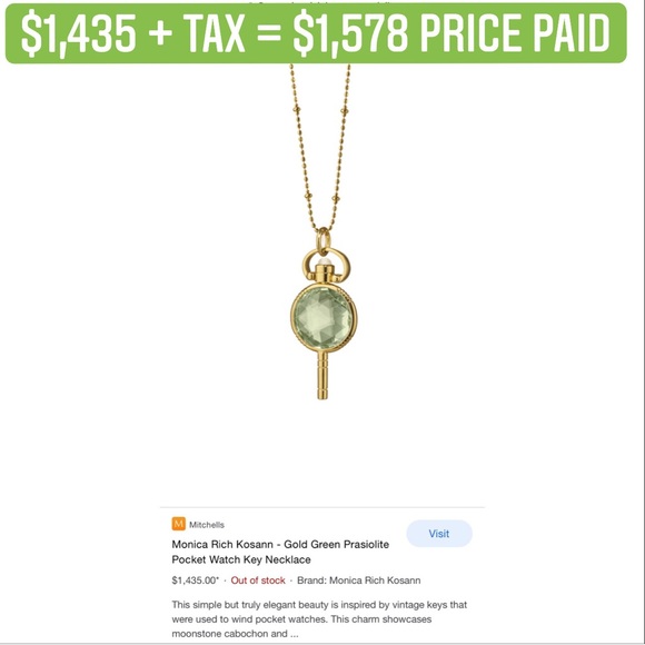 Prasiolite 18K watch key on 18" 18K YG chain - Picture 8 of 8